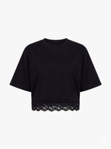 Bluzka czarna z ozdobną koronką 